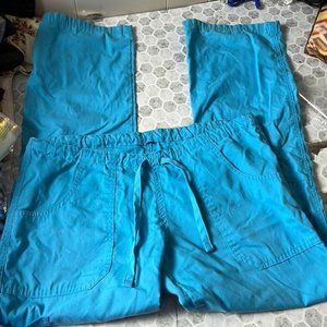 Butter Soft Small Blue Pull On Cargo Style Scrubs Uniform Bottoms Pants
